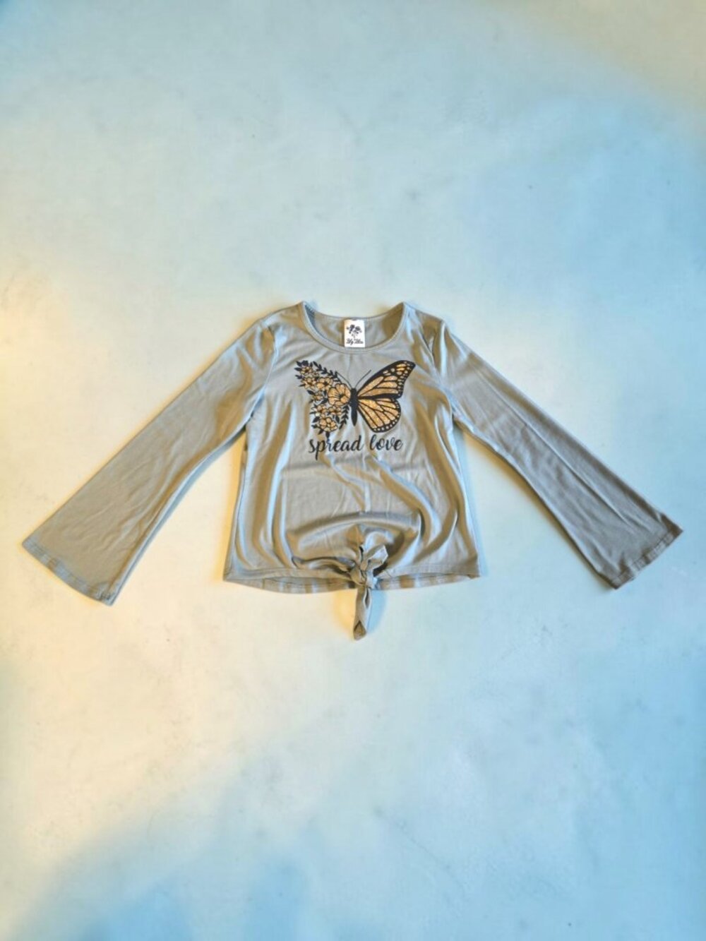 Girls Olive Green Butterfly Shirt